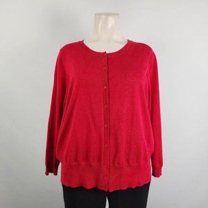 LANE Bryant Red Knit Button Up Cardigan Size 26/28